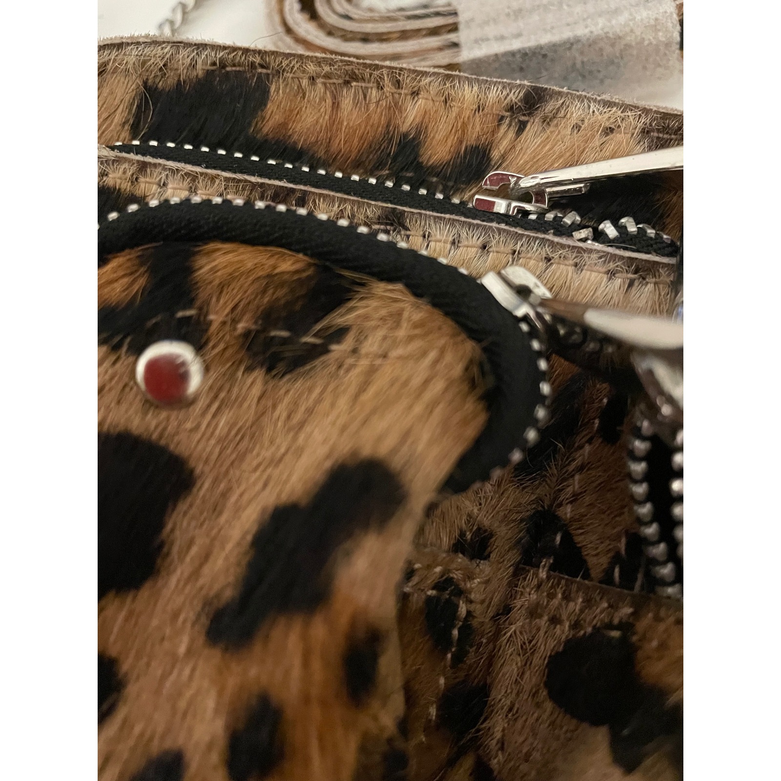 Nunoo Leopard Print Calf Hair Crossbody Bag Silver Tone Hardware Nwt — image 4 of 8